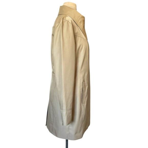 Michael Kors Asymmetrical Cotton Blend Trench Coat Draped Collar Tan, Size Small - Picture 2 of 14